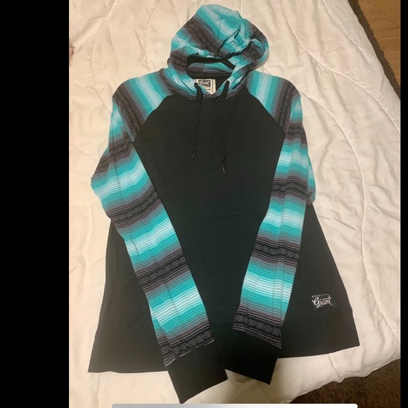 Tops - Green striped hoodie sweater